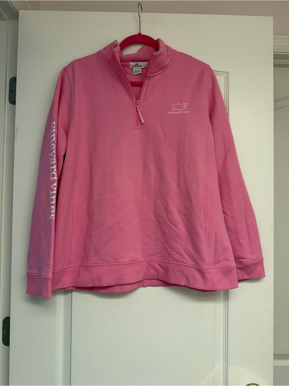 WORN ONCE Vineyard Vines Pink Quarter-Zip Fleece Sweatshirt XL